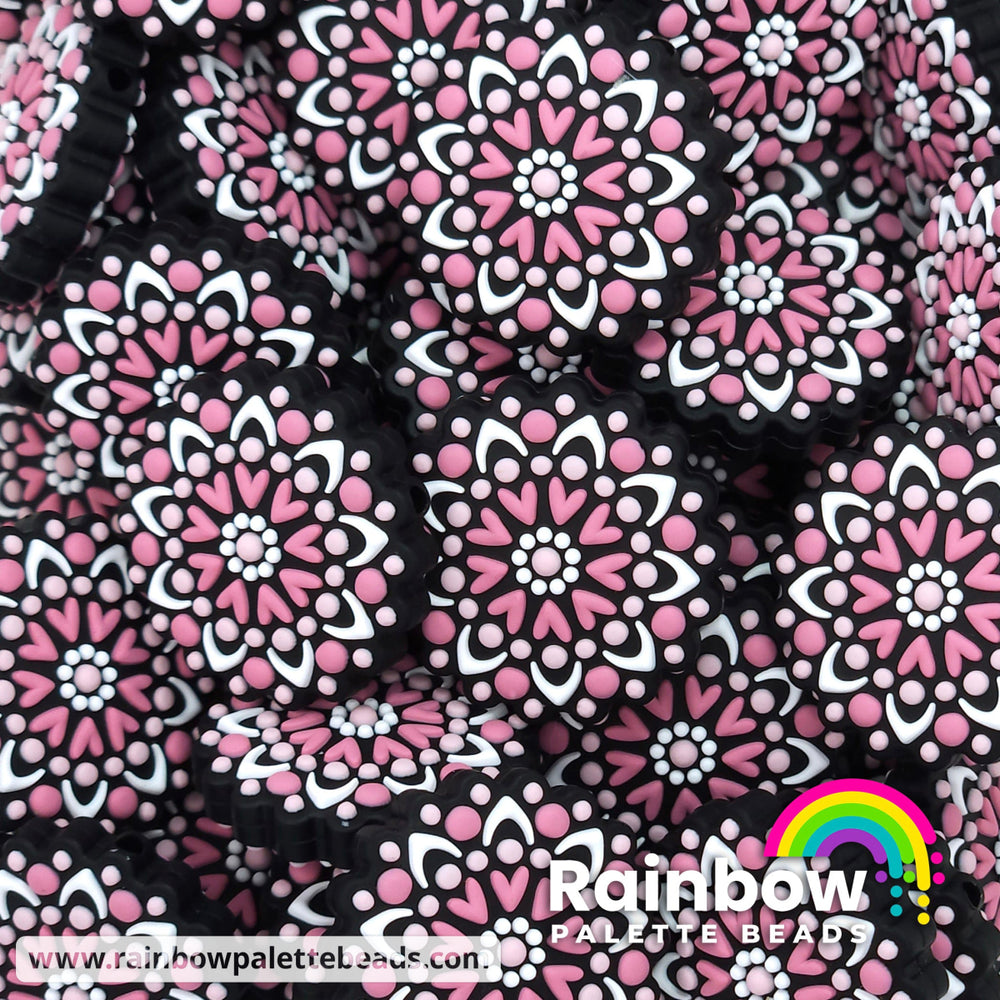 Mandala Exclusive Silicone Focal Bead Dusty Rose Colors Beads