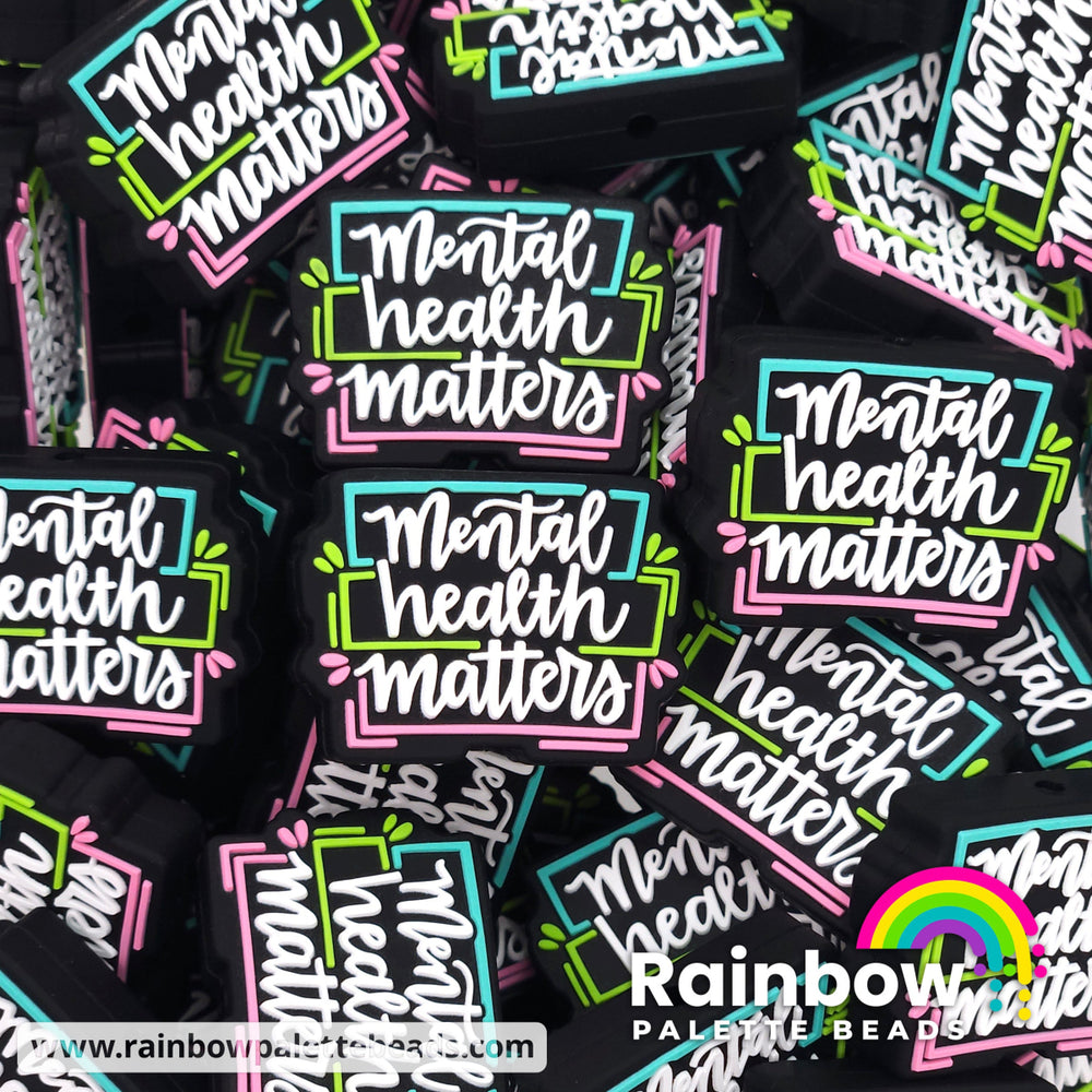 Mental Health Matters Exclusive Silicone Focal Bead Black Beads