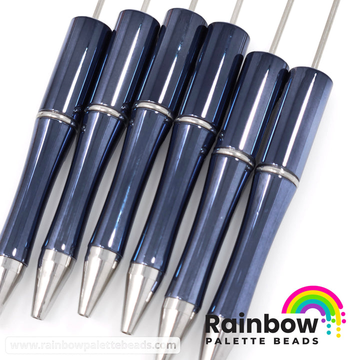 Metallic Blue-Gray Beadable Plastic Pen
