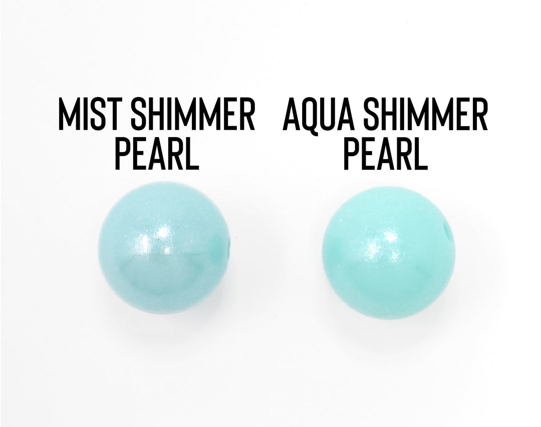 15mm Aqua Shimmer Pearl Silicone Bead