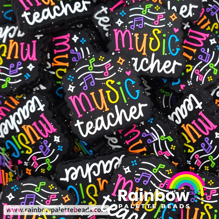 Music Teacher Exclusive Silicone Focal Bead Neon Rainbow Beads