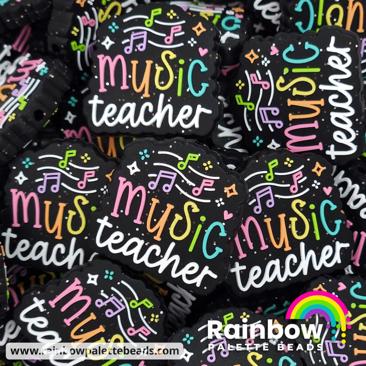 Music Teacher Exclusive Silicone Focal Bead Pastel Rainbow Beads