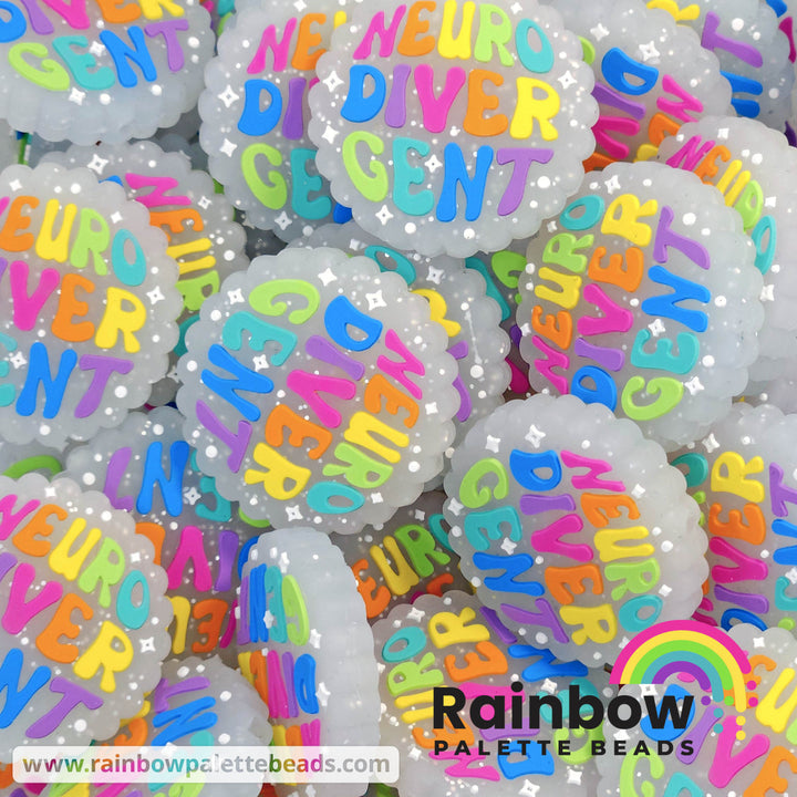 Neurodivergent Exclusive Silicone Focal Beads Silver Glitter Beads