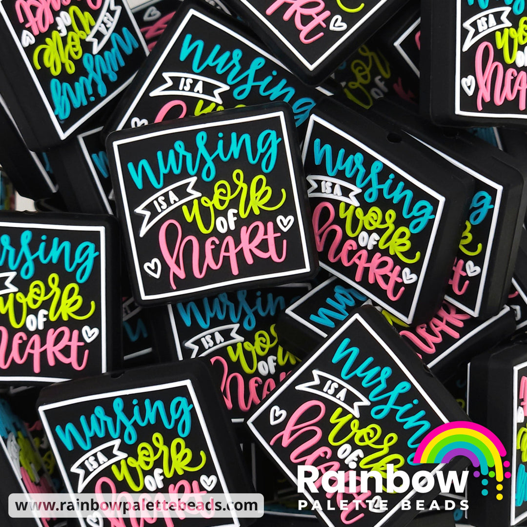 Nursing is a Work of Heart Exclusive Silicone Focal Bead Black Beads