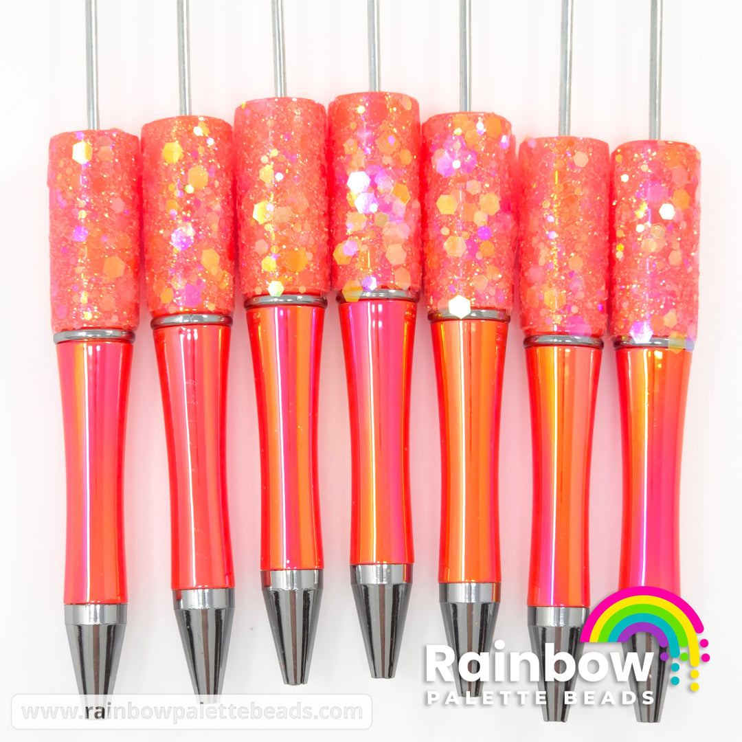 Orange Fairy Dust Opal Beadable Plastic Pen