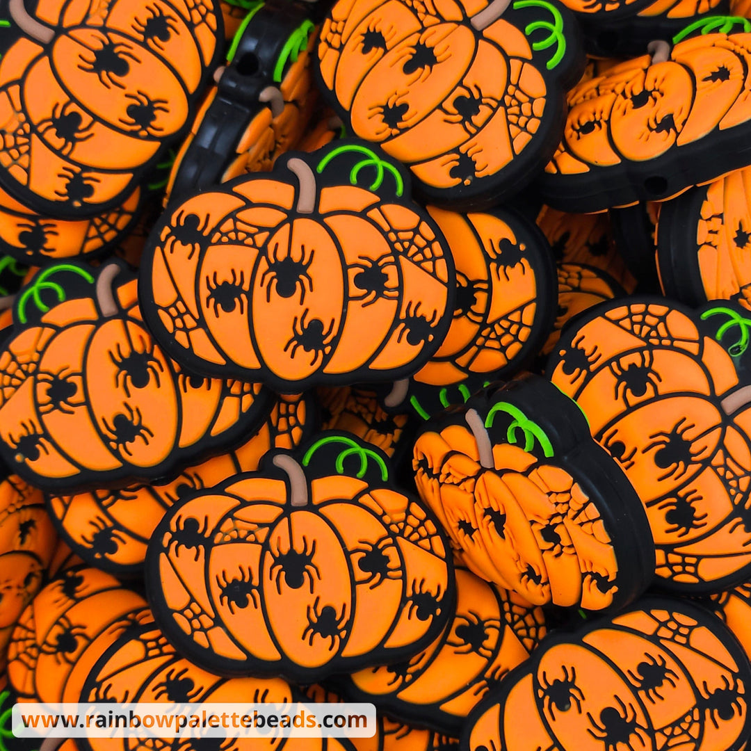 Orange Spider Pumpkin Silicone Focal Bead Beads