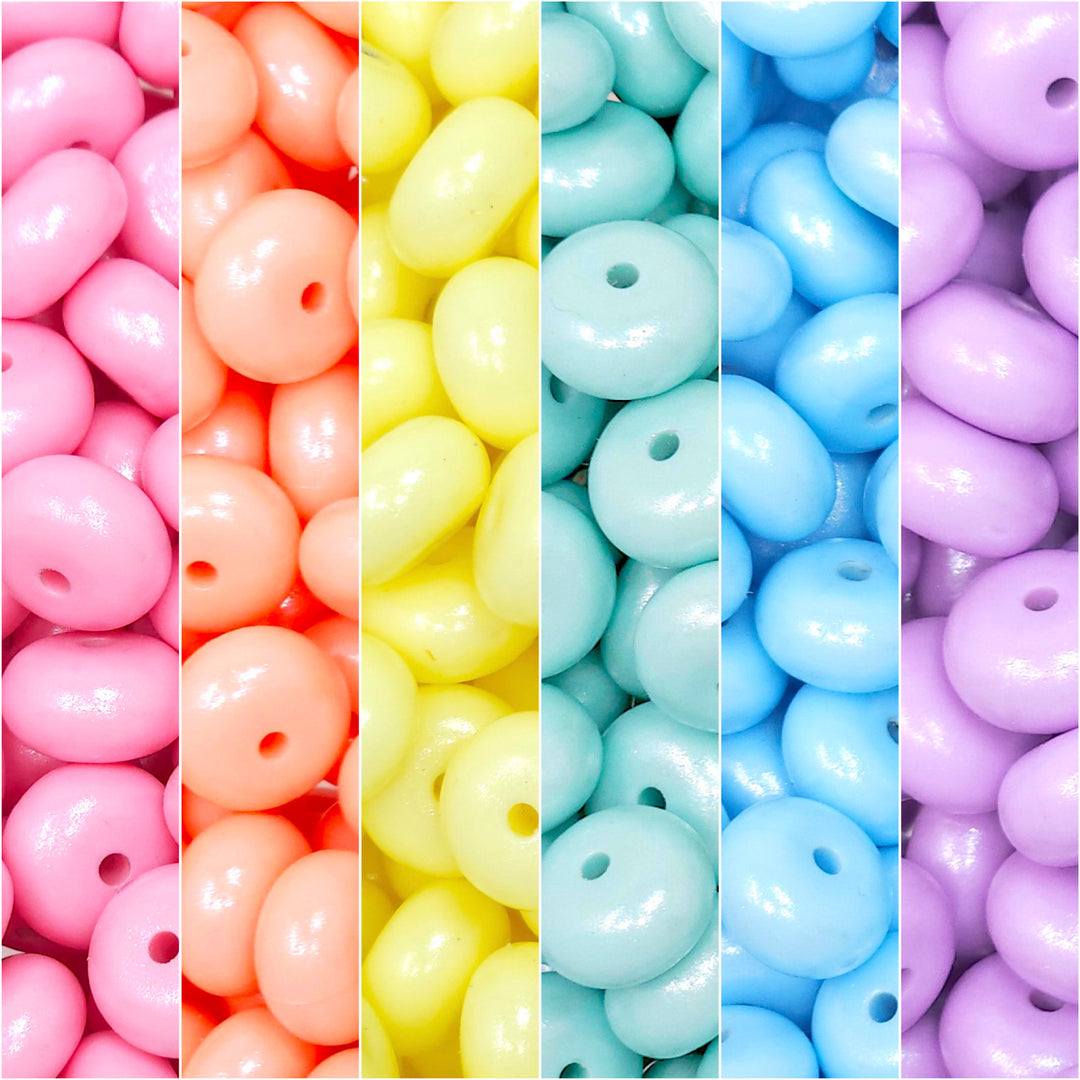 14mm Spring Pastel Shimmer Pearl Abacus Spacer Silicone Beads (30 beads)
