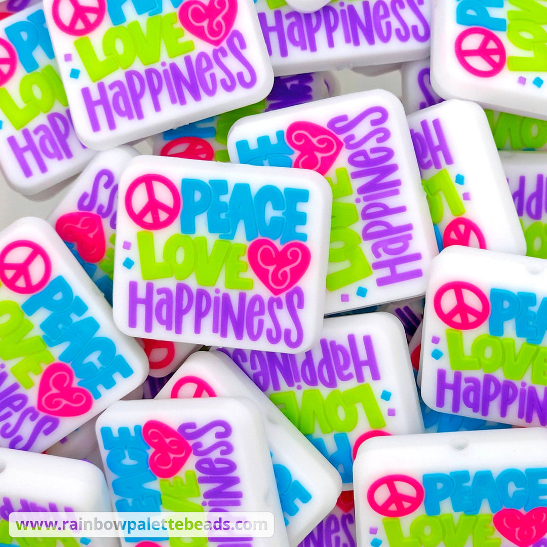 Peace Love & Happiness Exclusive Silicone Focal Bead **Discontinued** Single Bead Beads