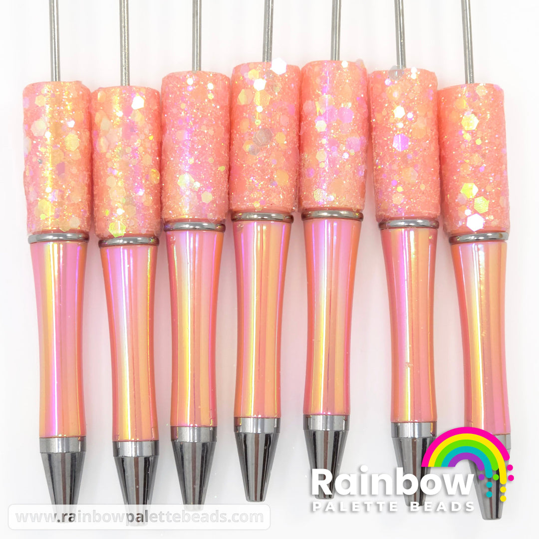 Peachy Fairy Dust Opal Beadable Plastic Pen