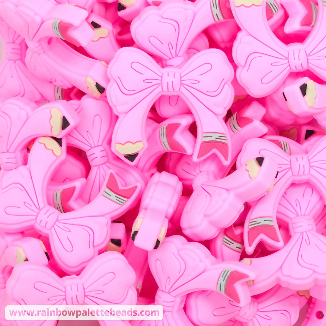 Pencil Bow Focal Beads Pink Beads