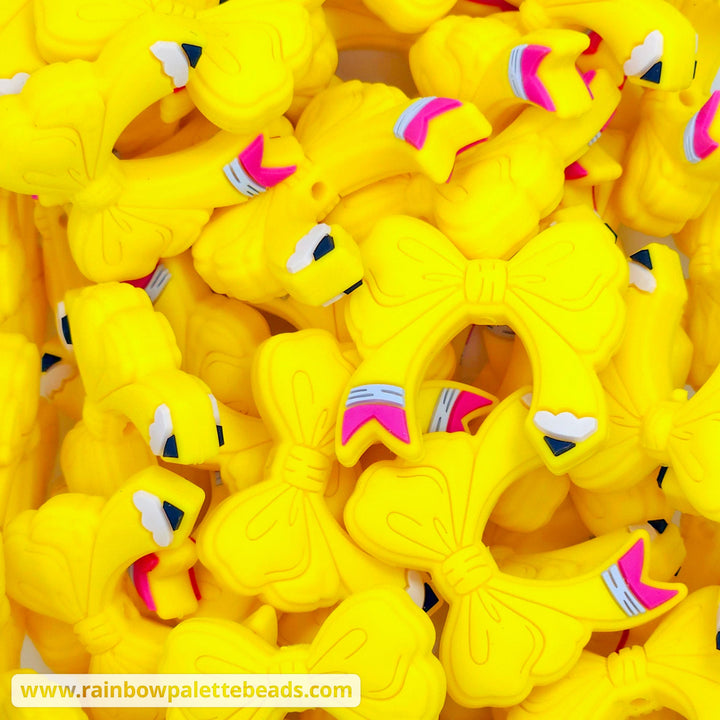 Pencil Bow Focal Beads Yellow Beads