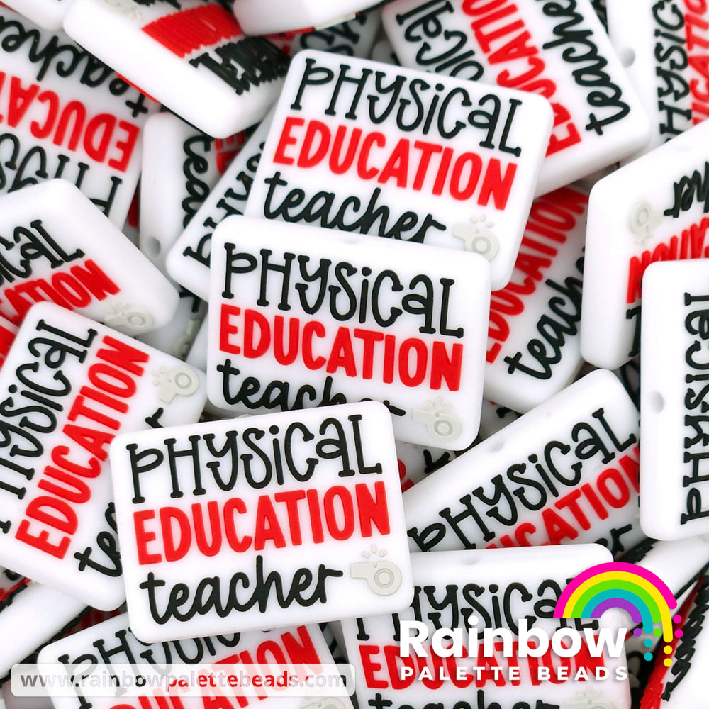 Physical Education (PE) Teacher Exclusive Silicone Focal Beads White/Red Beads