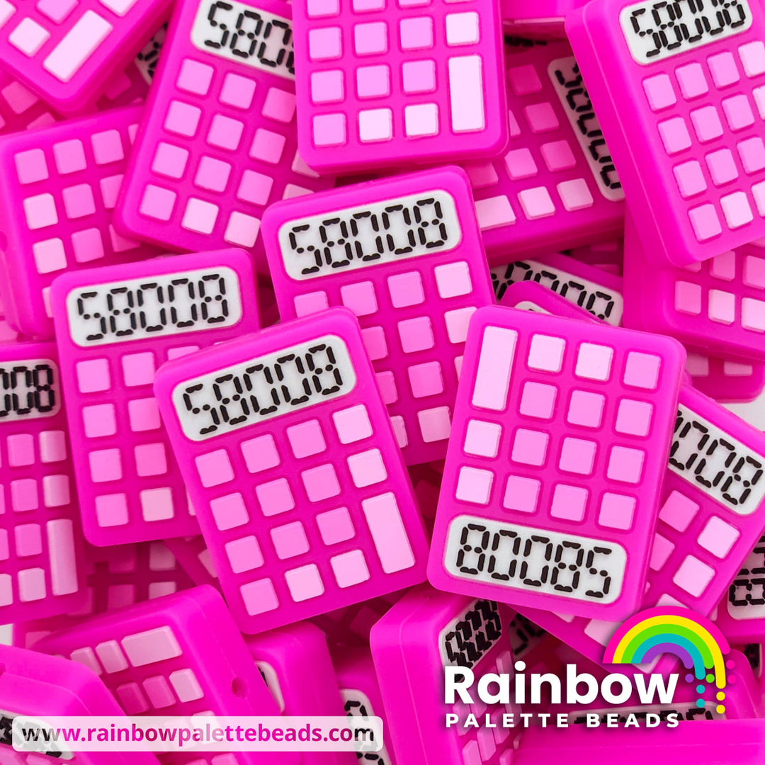 Pink ’58008’ Calculator Exclusive Silicone Focal Bead Beads