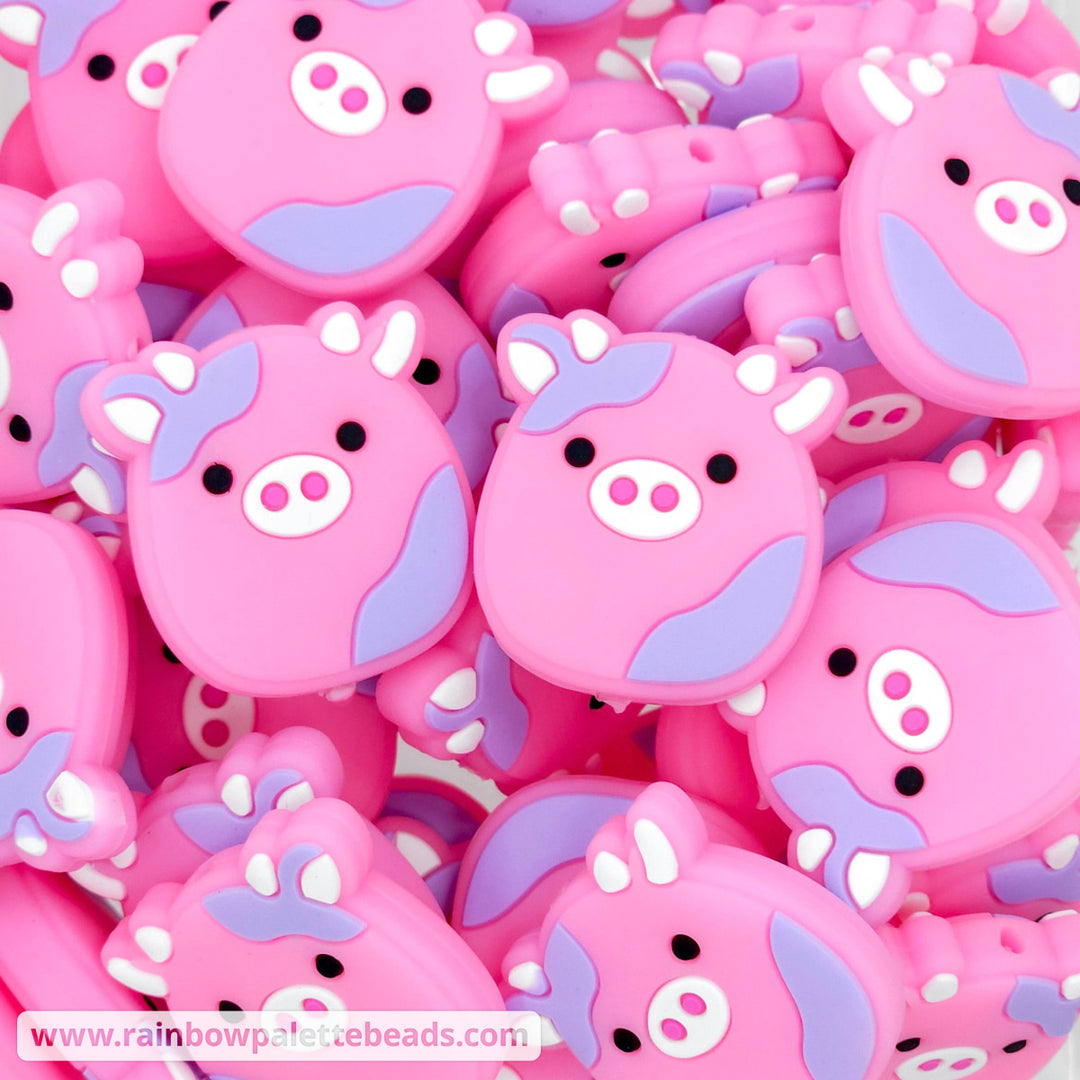 Pink Cow Silicone Focal Beads Beads