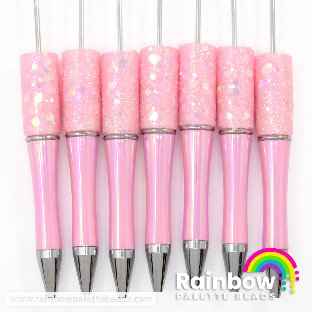 Powder Pink Fairy Dust Opal Beadable Plastic Pen