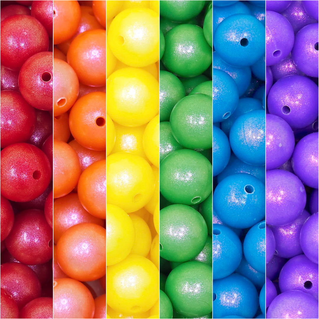15mm Premium Traditional Rainbow Opal Silicone Bead Mix (30 beads)