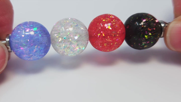 16mm Red Holographic Surprise Party Glitter Acrylic Beads