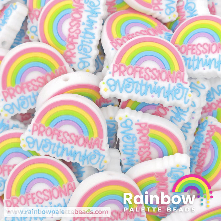 Professional Overthinker Rainbow Exclusive Silicone Focal Beads White Beads