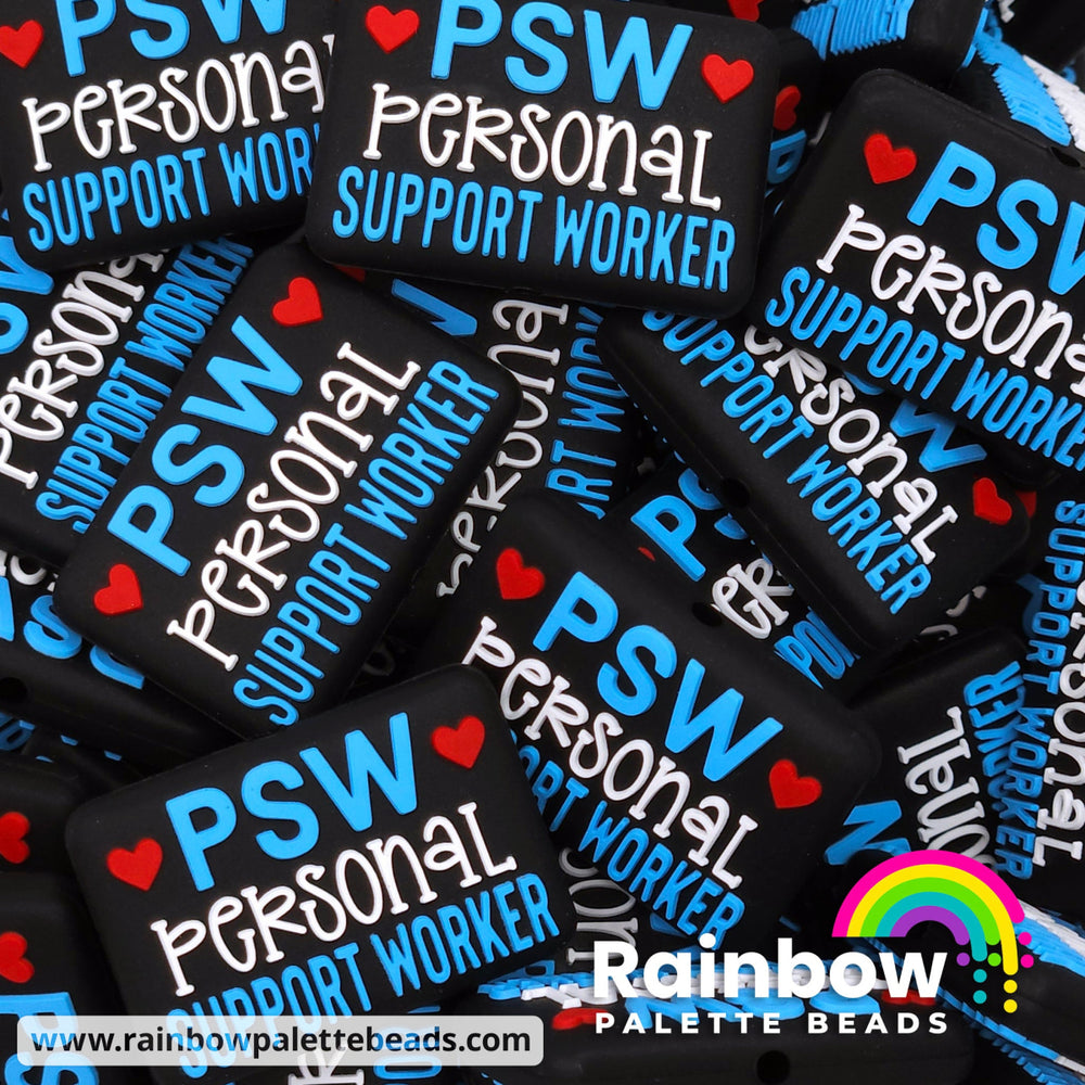 PSW - Personal Support Worker Exclusive Silicone Focal Beads Blue/Red Beads