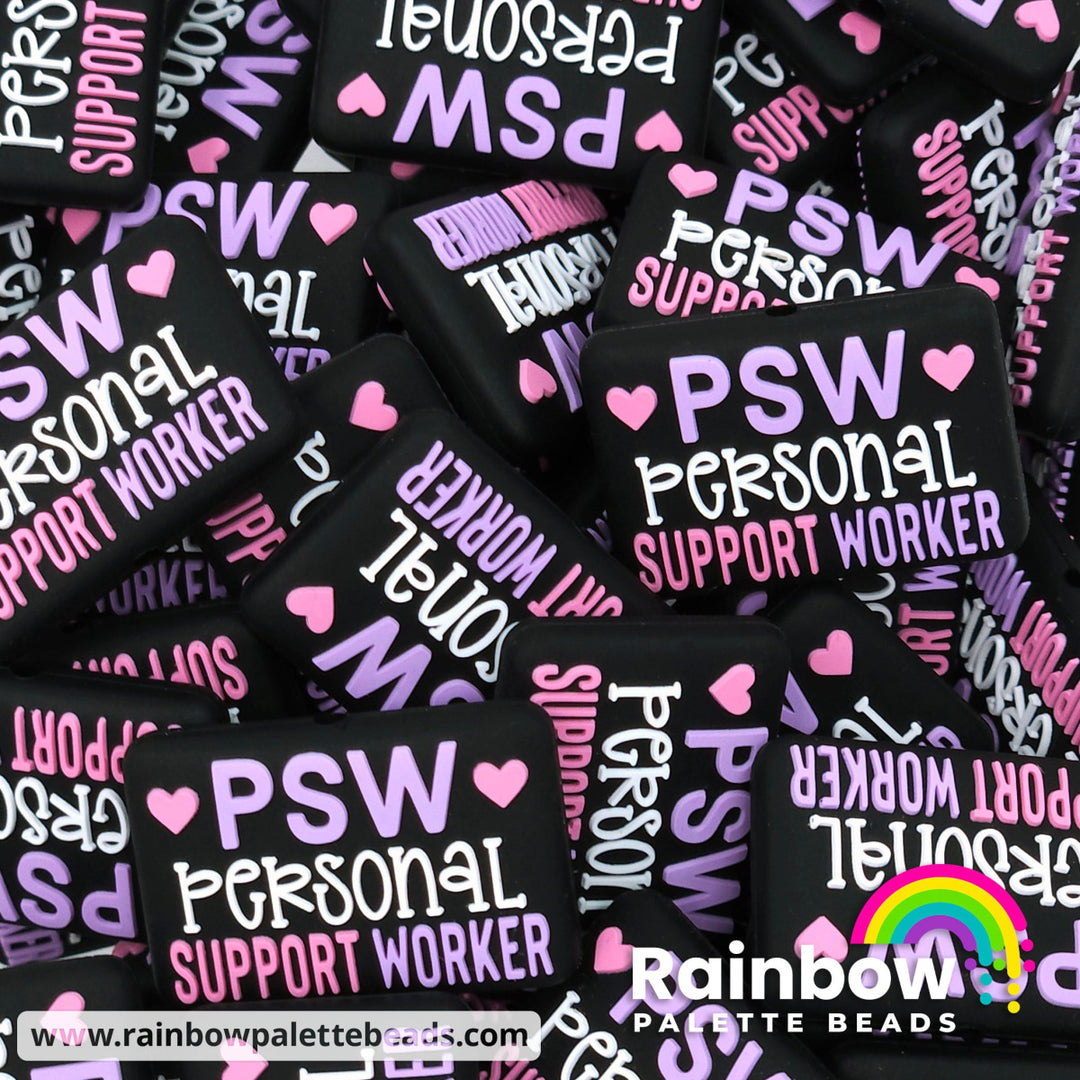 PSW - Personal Support Worker Exclusive Silicone Focal Beads Pink/Purple Beads