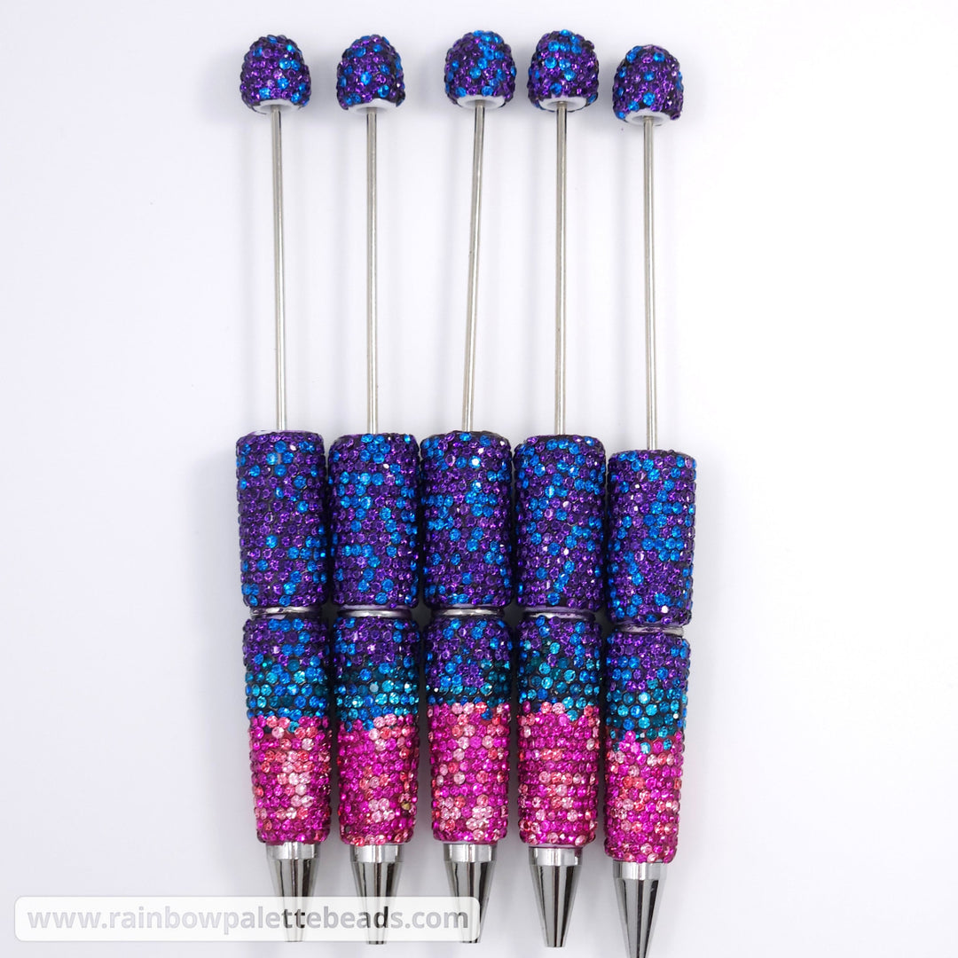 Purple/Blue/Pink Ombre Crystal Confetti Full Rhinestone Beadable Diamond Pen