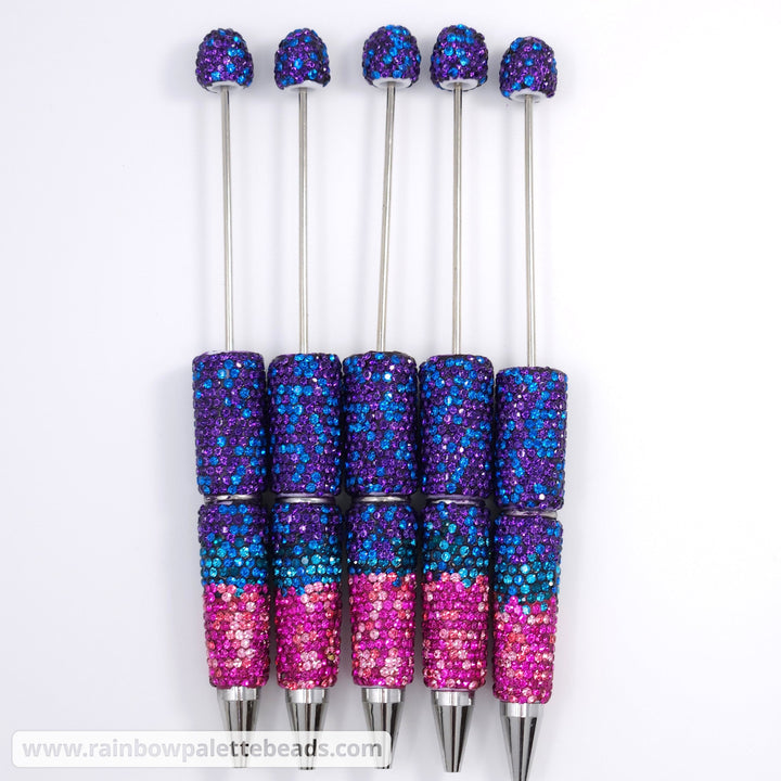 Purple/Blue/Pink Ombre Crystal Confetti Full Rhinestone Beadable Diamond Pen