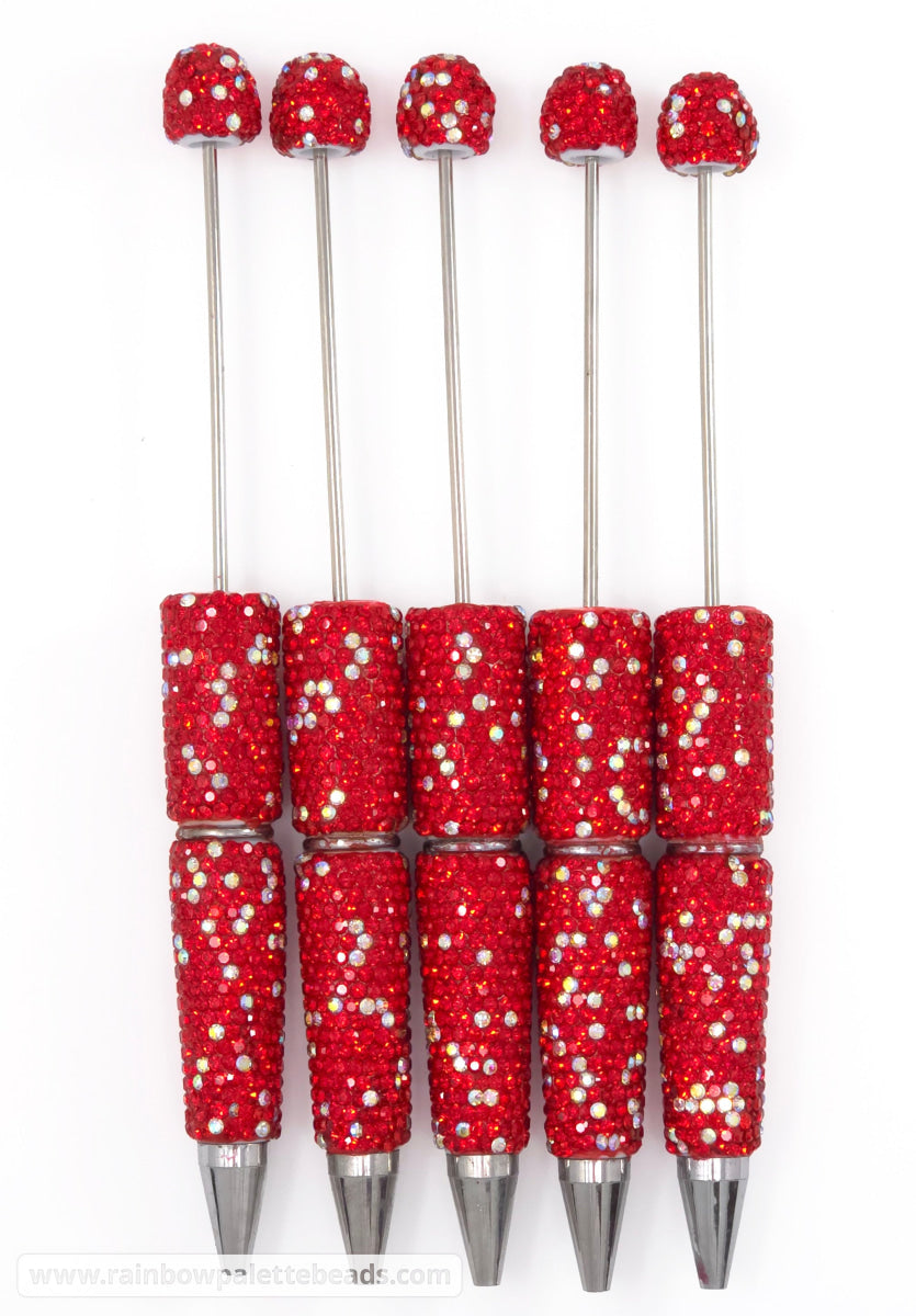 Red Sparkle Full Rhinestone Beadable Diamond Pen
