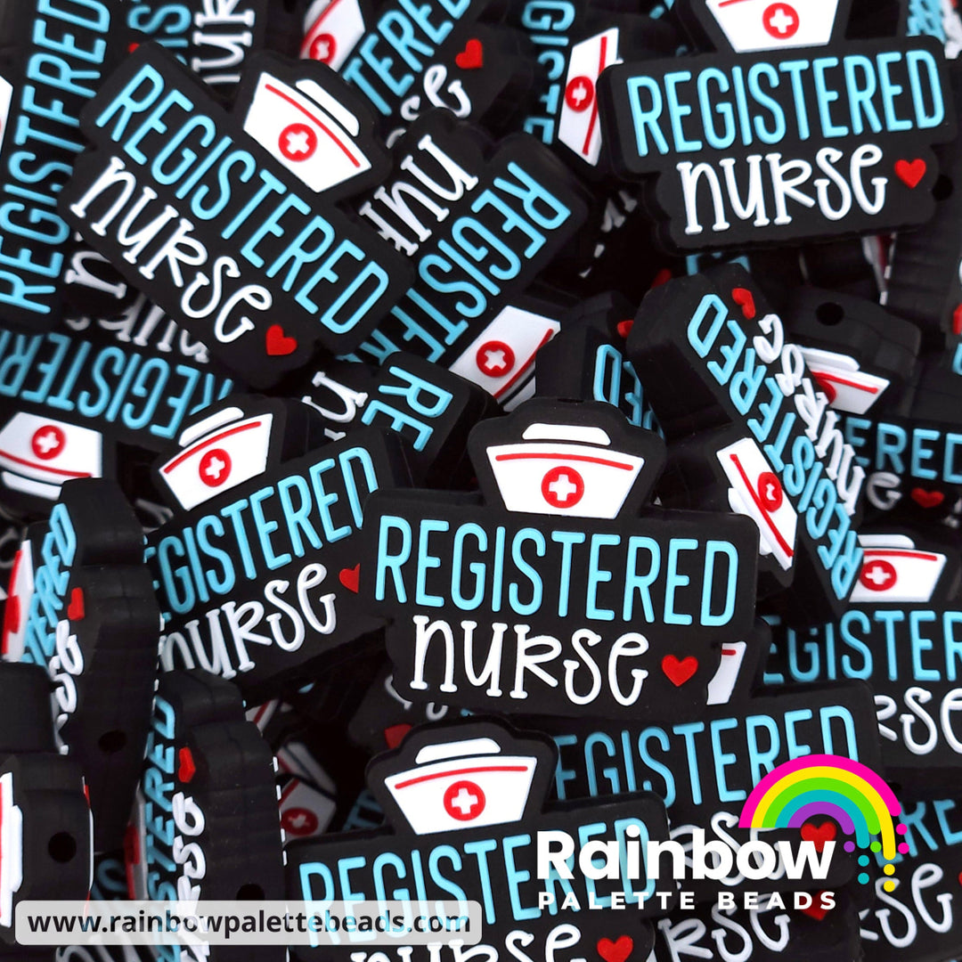 Registered Nurse Exclusive Silicone Focal Beads Red/Aqua Beads