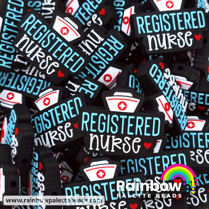 Registered Nurse Exclusive Silicone Focal Beads Red/Aqua Beads