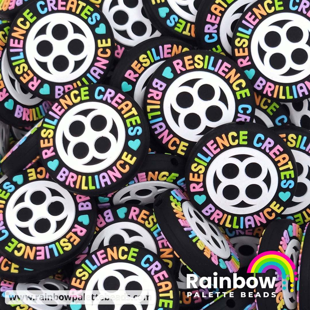 Resilience Creates Brilliance - Dyslexia Awareness Exclusive Silicone Focal Beads Rainbow Beads