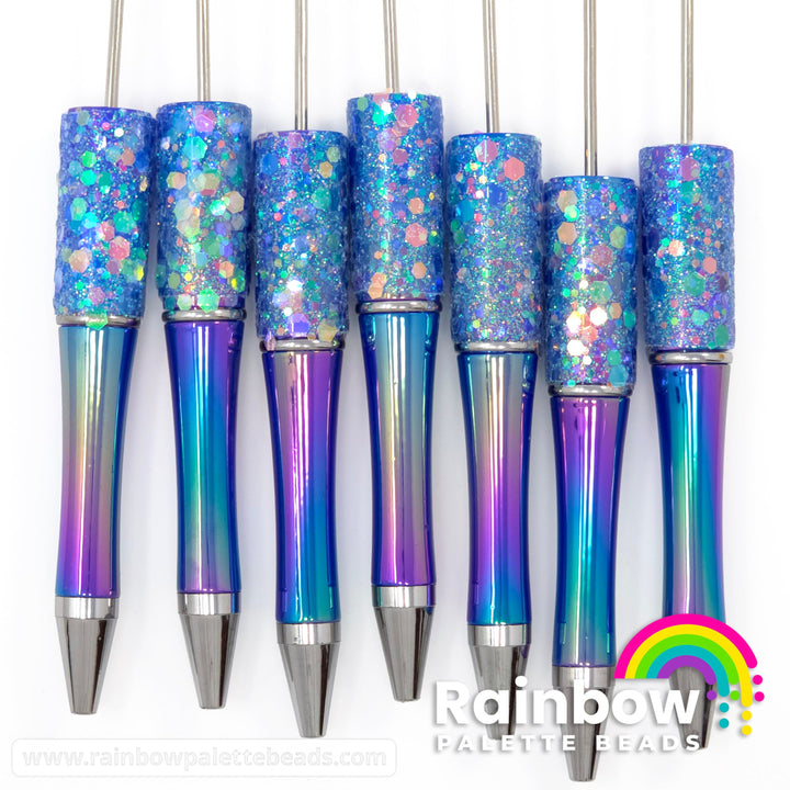 Royal Blue Fairy Dust Opal Beadable Plastic Pen