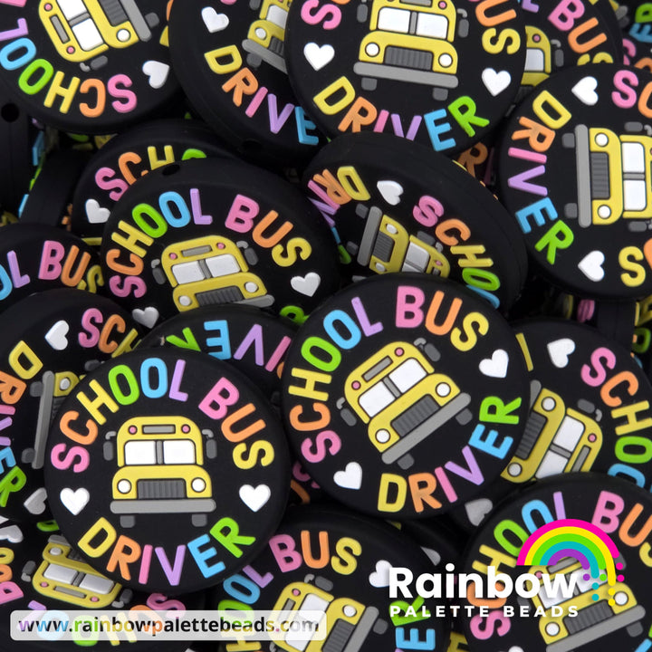 School Bus Driver Exclusive Silicone Focal Bead - Pastel Rainbow - Beads