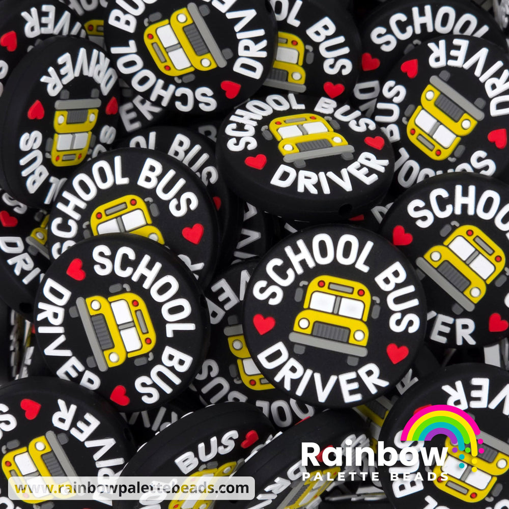School Bus Driver Exclusive Silicone Focal Bead - White - Beads