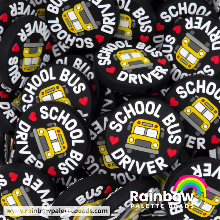 School Bus Driver Exclusive Silicone Focal Bead - White - Beads