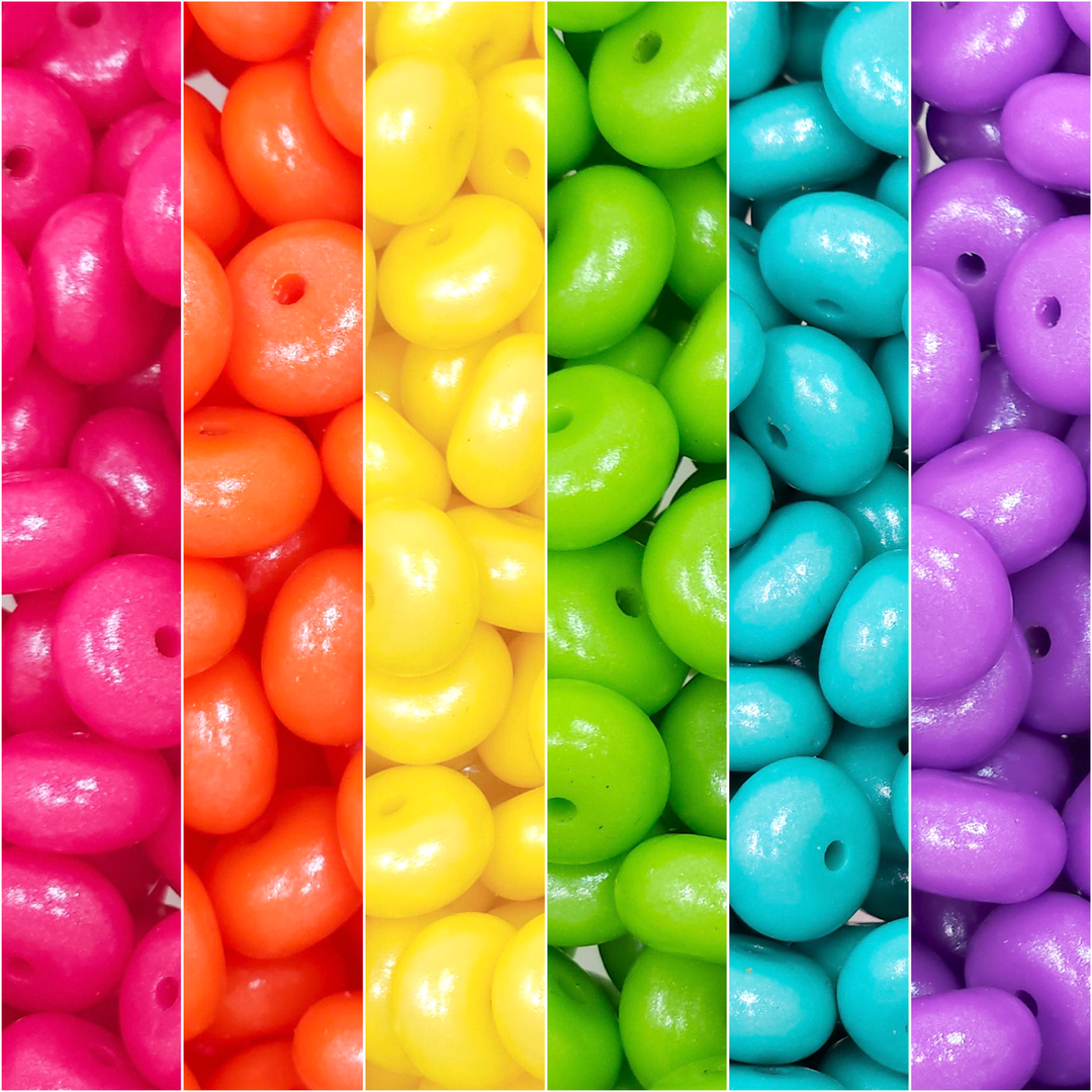 14mm Rainbow Shimmer Pearl Abacus Spacer Silicone Bead Mix (30 beads)