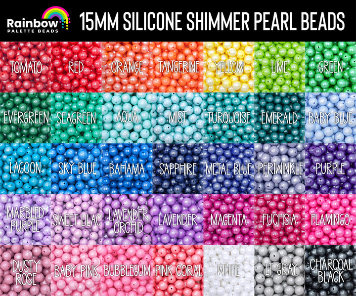 15mm Periwinkle Shimmer Pearl Silicone Bead