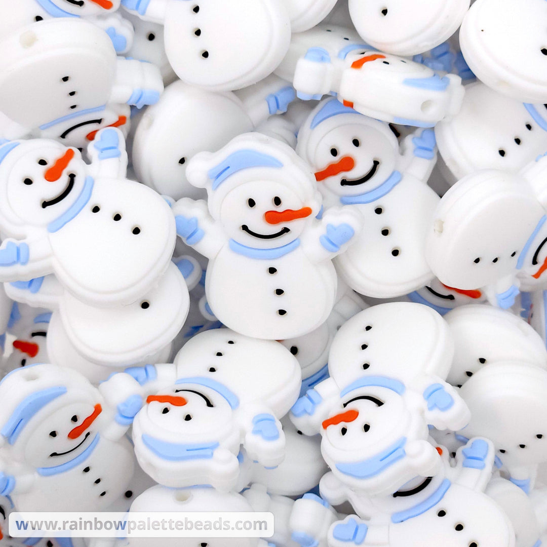 Snowman Silicone Focal Beads Baby Blue Beads