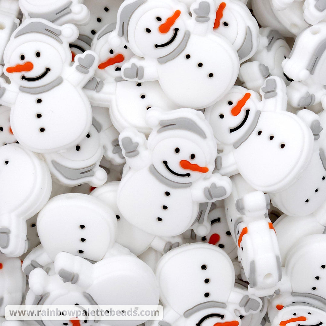 Snowman Silicone Focal Beads Gray Beads