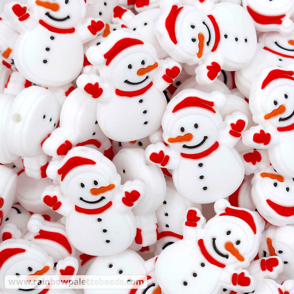 Snowman Silicone Focal Beads Red Beads