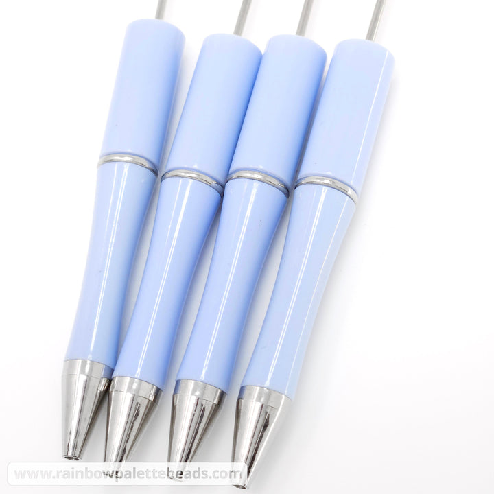 Solid Baby Blue Beadable Plastic Pen