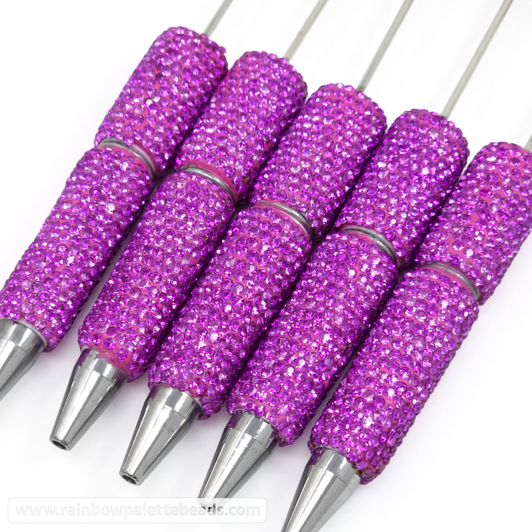 Solid Berry Purple Crystal Full Rhinestone Beadable Diamond Pen