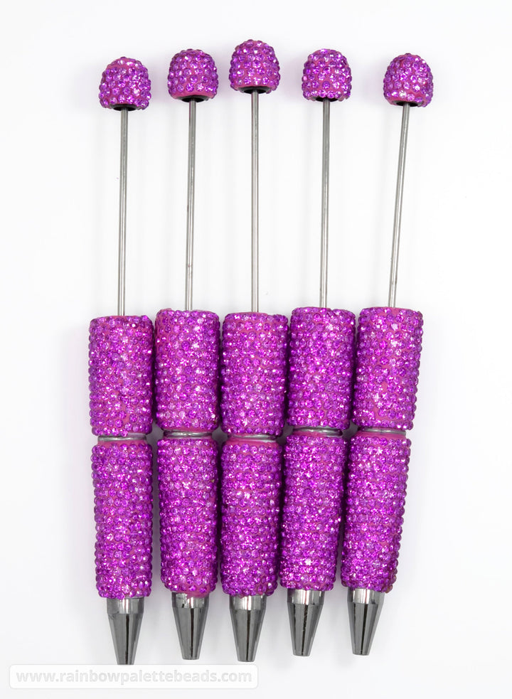 Solid Berry Purple Crystal Full Rhinestone Beadable Diamond Pen