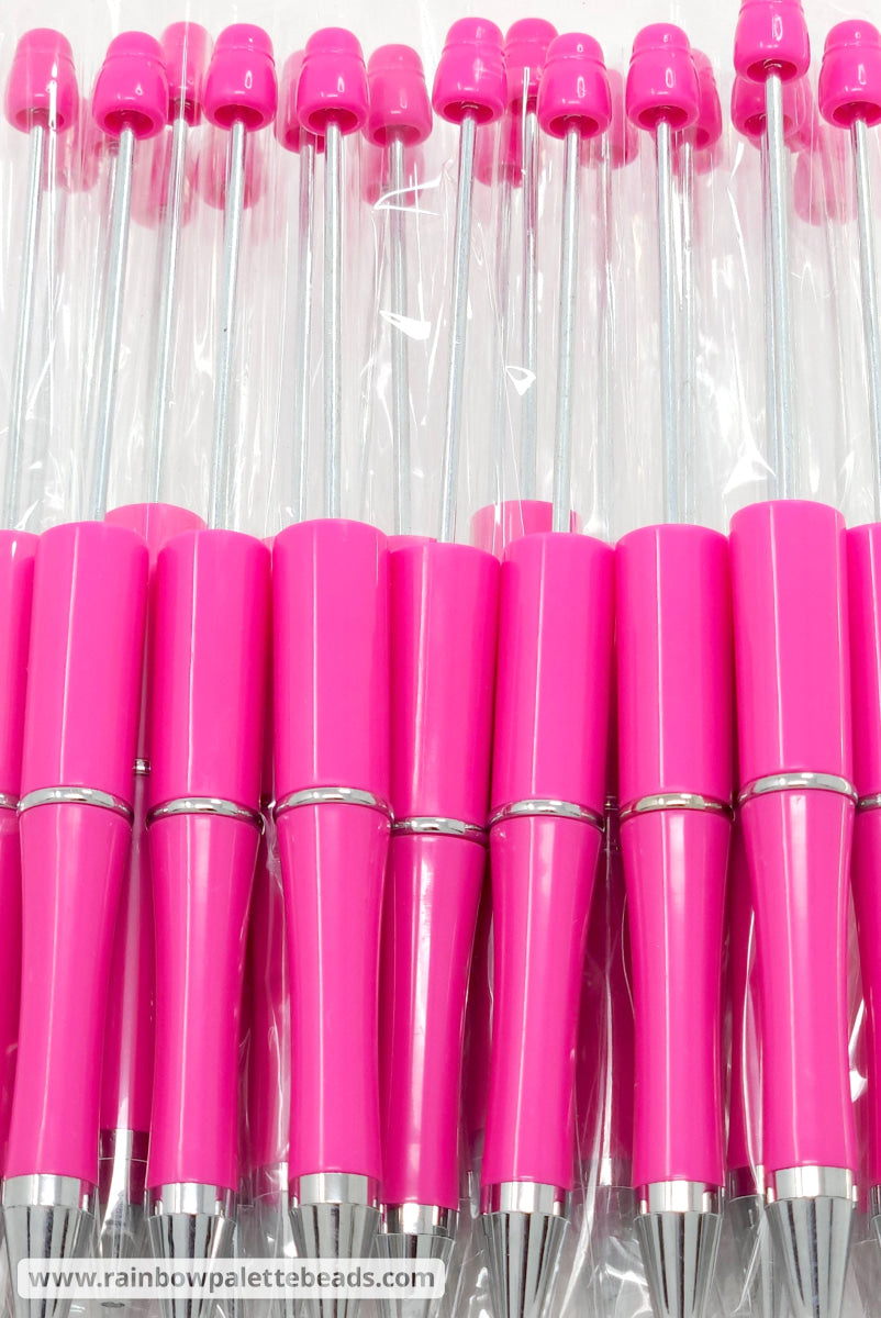 Solid Bright Magenta Beadable Plastic Pen