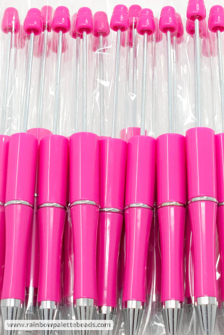 Solid Bright Magenta Beadable Plastic Pen