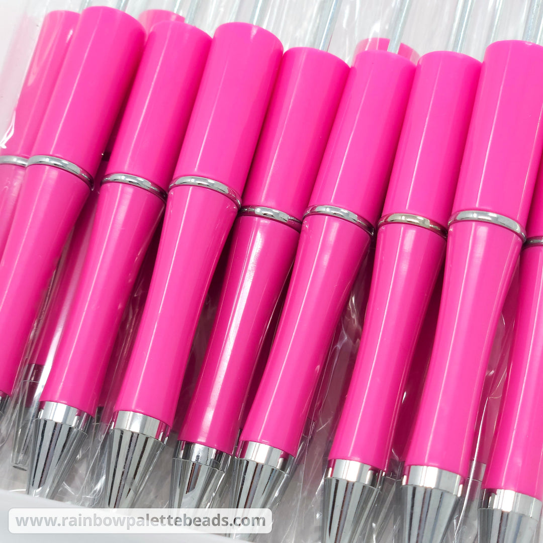 Solid Bright Magenta Beadable Plastic Pen