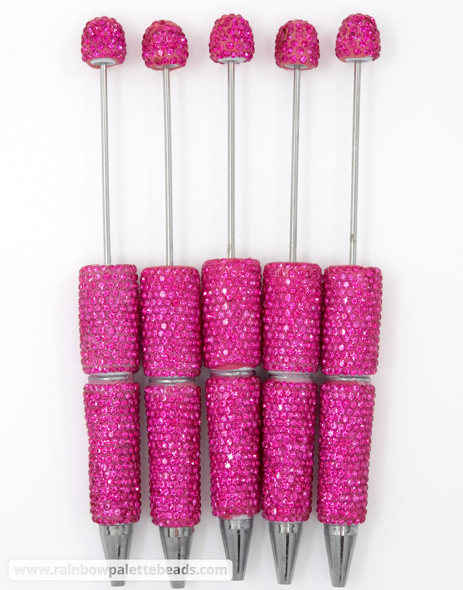 Solid Bright Pink Crystal Full Rhinestone Beadable Diamond Pen