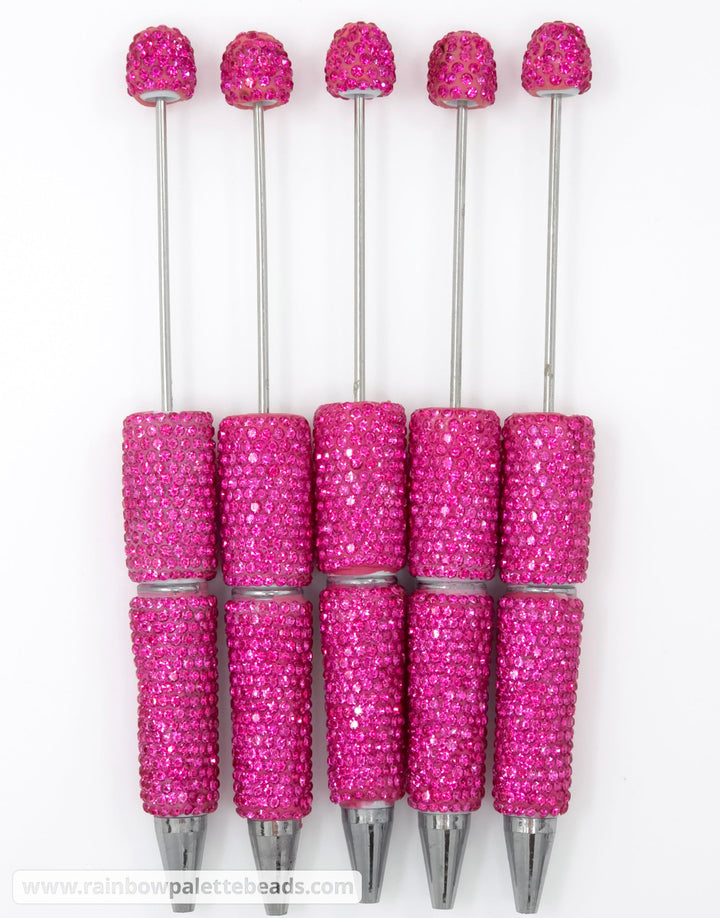 Solid Bright Pink Crystal Full Rhinestone Beadable Diamond Pen