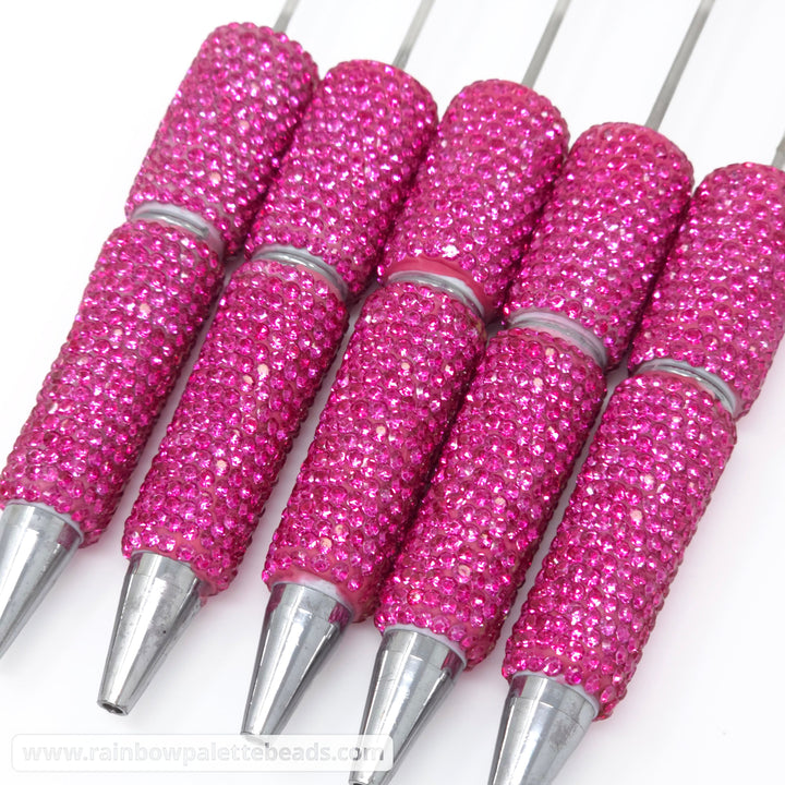 Solid Bright Pink Crystal Full Rhinestone Beadable Diamond Pen