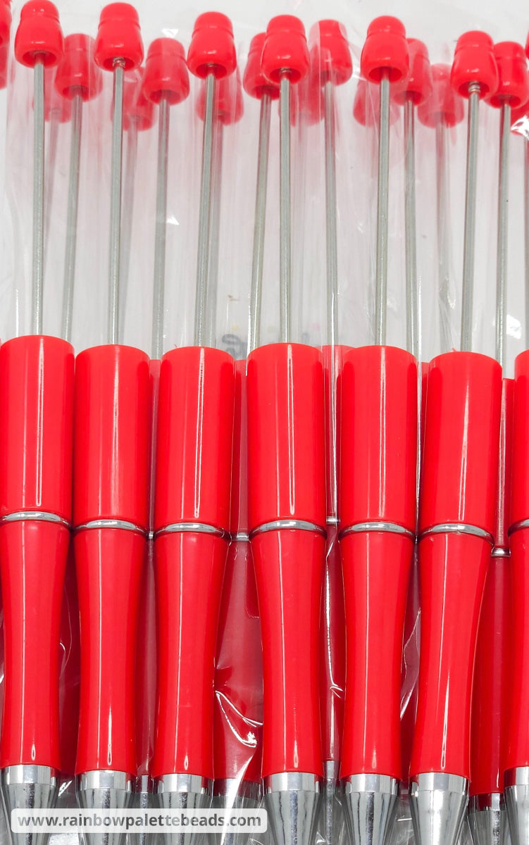 Solid Bright Red Beadable Plastic Pen