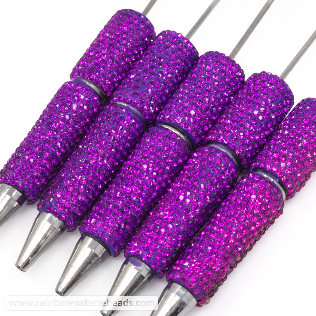 Solid Bright Royal Purple Crystal Full Rhinestone Beadable Diamond Pen